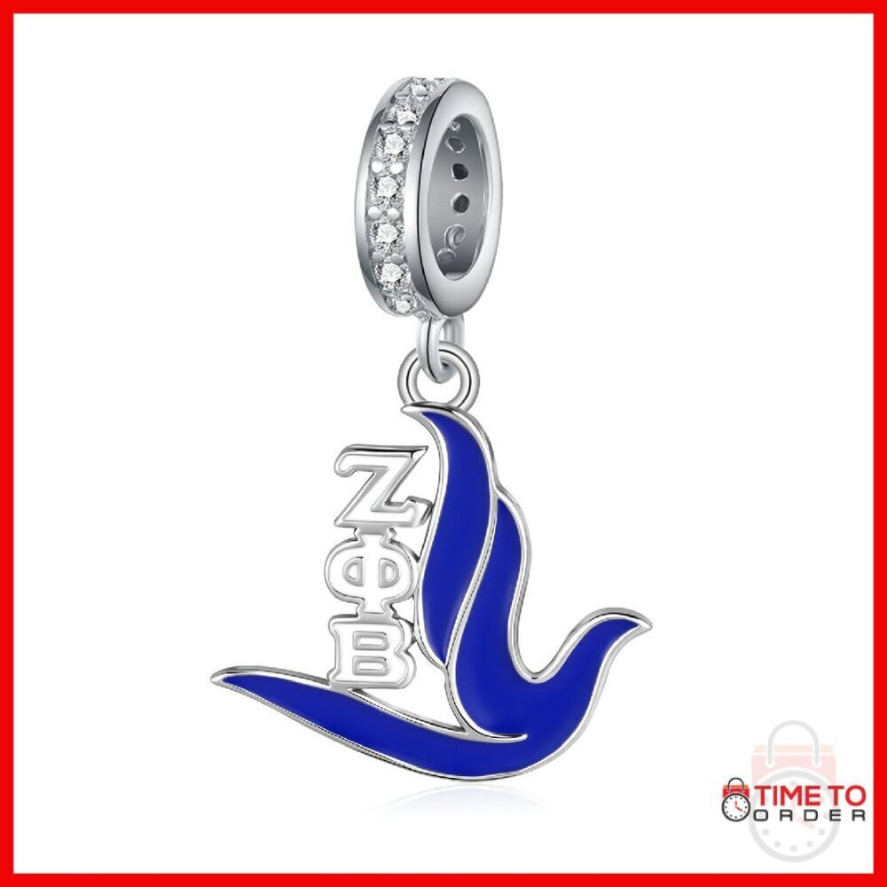 Sterling Silver ZPB Sorority Charm Dove Pendant Bracelet Bead